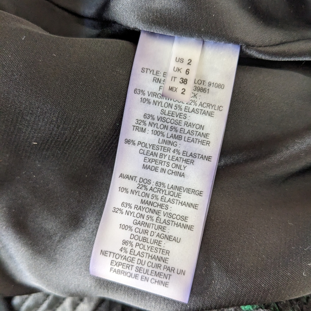 Elie Tahari Francis leather and tweed jacket - Picture 9 of 12
